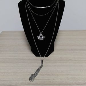 4 in one Silver tone necklace convertible